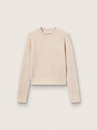 Unisex Ribbed Knit Winter Sweater - Cream Gold